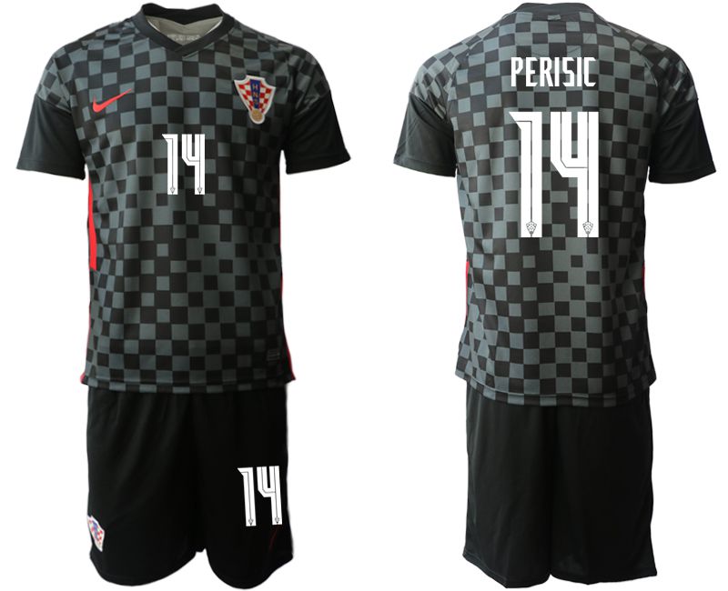 Men 2020-2021 European Cup Croatia away black #14 Nike Soccer Jersey